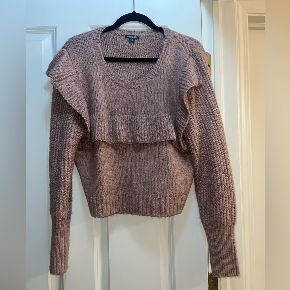 Pink/Mauve Ruffled Women's Sweater